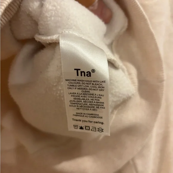 TNA Womens Cozy Fleece Beige Crewneck Sweater Size Small - Picture 5 of 6